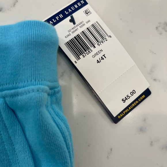 ⭐️Polo by Ralph Lauren Boy’s Polo Bear turquoise blue shorts NWT - Picture 2 of 5